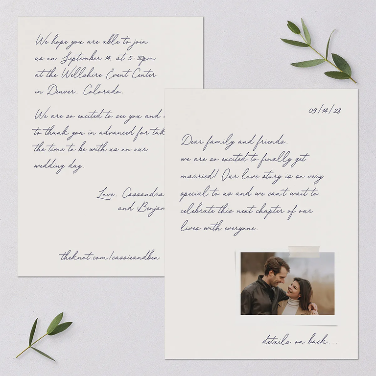 Handwritten font wedding invitations