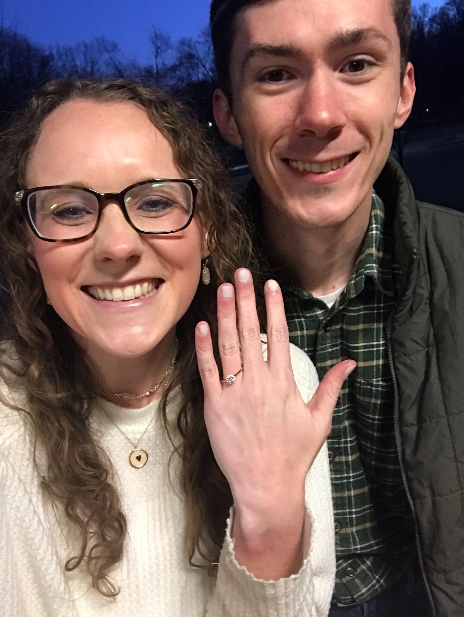 Feeling happier than ever, moments after getting engaged!