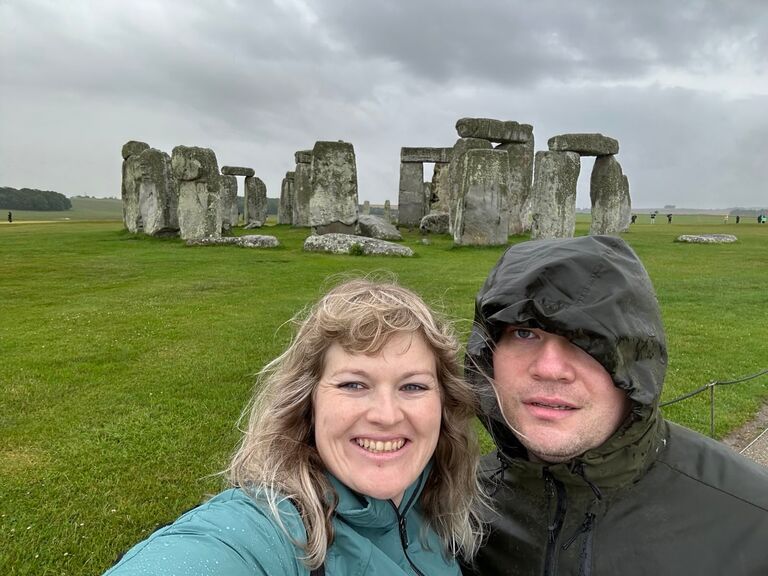 Hello Stonehenge!! Our first international adventure together! (Please ignore Jeff's frowny face, it was cold, windy, and rainy on this day)