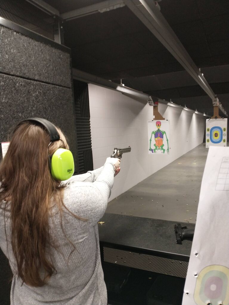 Natalie's first time at a gun range