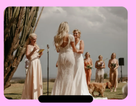 Couple reading vows at wedding ceremony