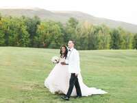 New Hampshire wedding in the mountains with ballgown dress