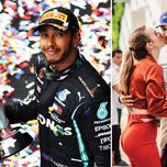Formula 1 drivers Lewis Hamilton and Esteban Oco with girlfriend