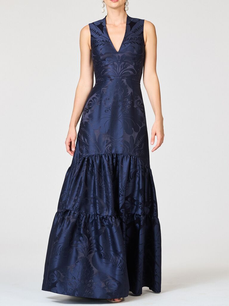 Sachin & Babi navy floral gown