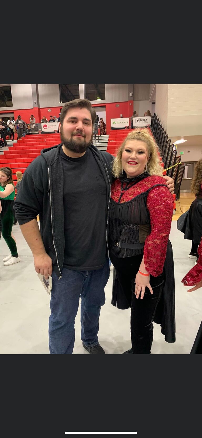 Matthew supporting Olivia in Winter Guard!