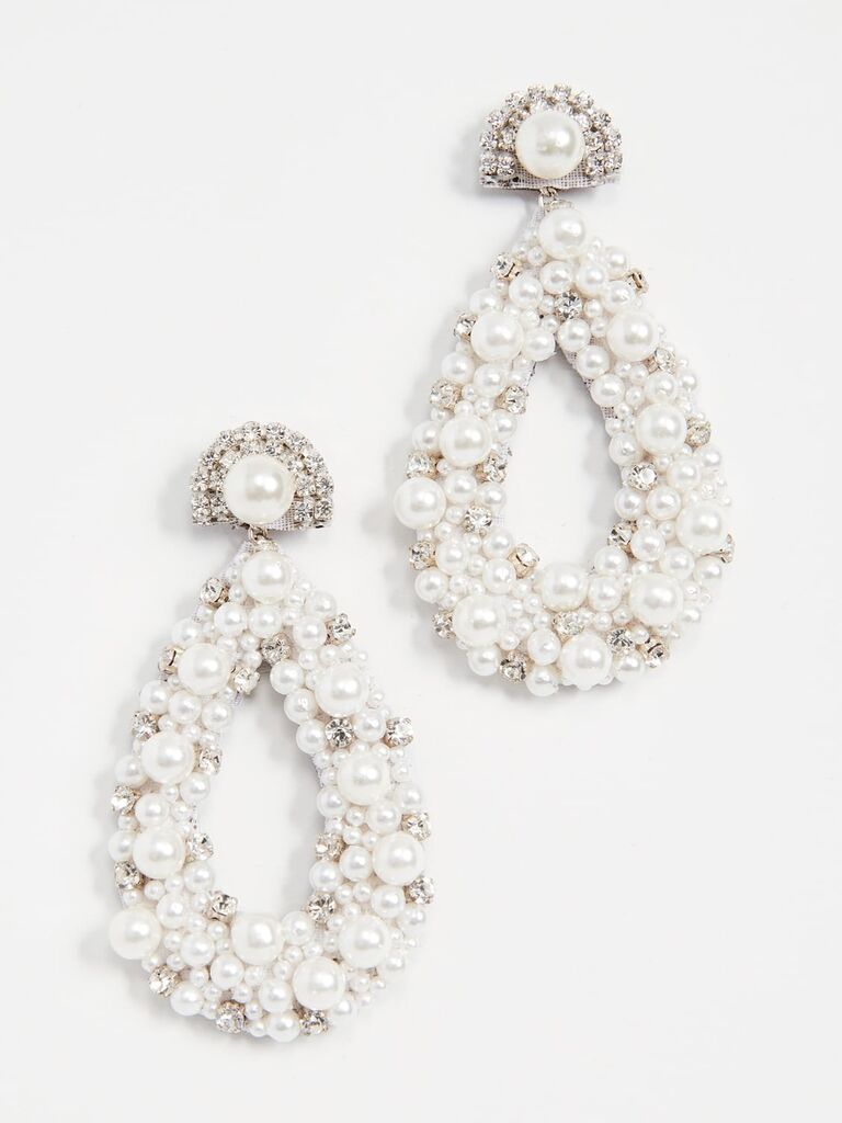 fashionable pearl statement bridal earrings 
