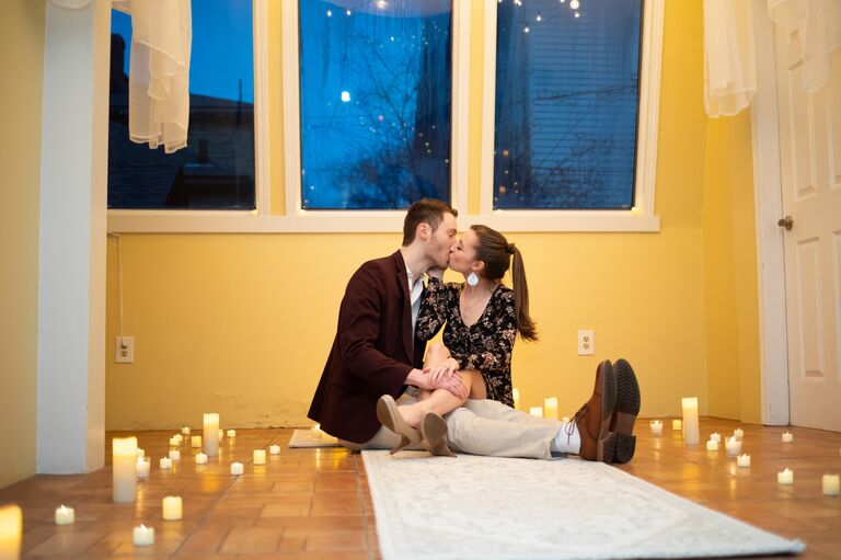 I could fill this timeline with thousands of more photos of Luke and I over the years, but in the interest of brevity I will sum things up with the day Luke asked me to marry him.  He chose to ask me on our 3rd year anniversary, exactly three years from the day we matched on Hinge.  He spent two weeks sneaking out of our house to decorate our old apartment in 500 candles.  He walked me from place to place and we reminisced about all of the firsts we had shared in that apartment together.  Then, he asked me to spend the rest of his life with him to which I readily agreed.  We celebrated with our parents and then later with some of our closest friends.  It is a night that we will never forget.  I am so blessed to have a life- partner who is as  kind, honest, thoughtful and fun as Luke.  From the day we matched three years ago, I remember telling everyone I knew that this time, things felt different.  We both knew very early on that we wanted to spend forever together and we are so excited to celebrate our love with all of our beloved wedding guests. Our story just goes to show that you can find love  from six-feet away even when it feels like the world is falling apart around you. We have already lived through so much together in these three short years and I know that we will continue to support one another through whatever challenges lie ahead.  I love you Luke so much and I am so excited for the rest of forever with you!
