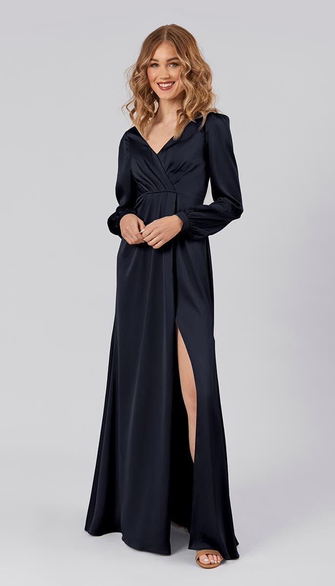 Long sleeve bridesmaid dresses black best sale