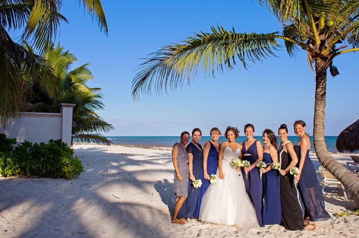 Navy Bridesmaid Dresses At Beach Wedding