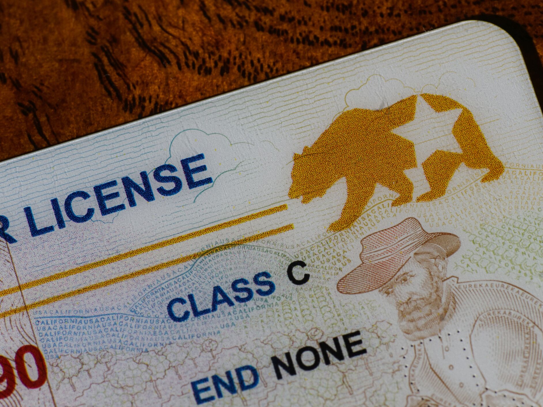  Closeup of California Real ID driver license