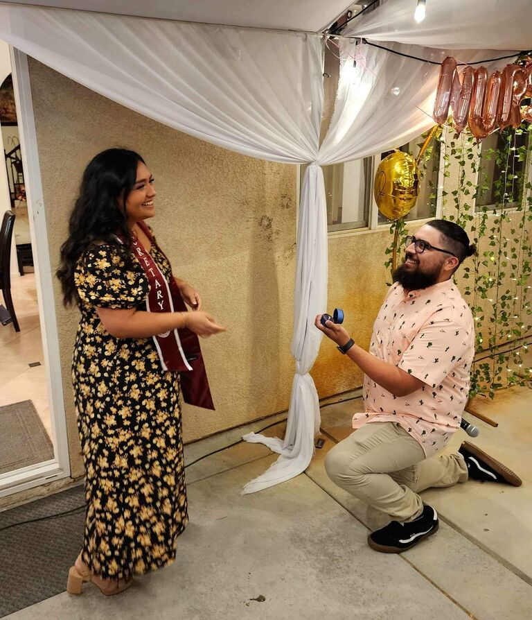 Jorge proposed at Cenia's graduation party! He asked her the easiest question she could answer. She said YES!!