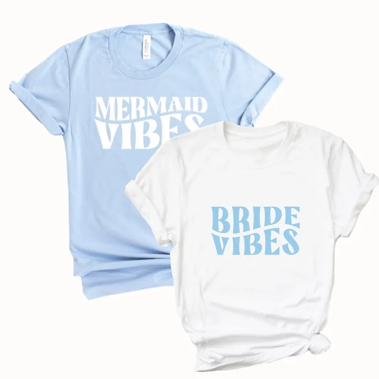 Bride vibes / mermaid vibes tshirts for mermaid bachelorette party