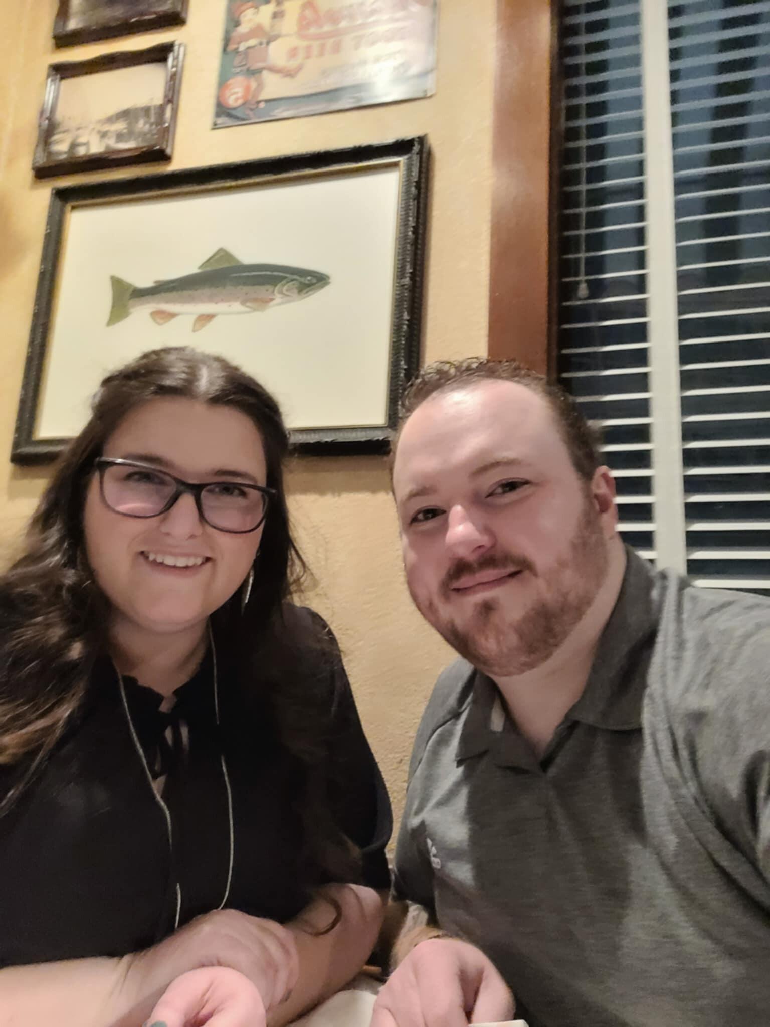 Let's proceed into our first valentines date together. Dallas' friends from work made this date so special! They took her shopping and then did her hair and make-up to look all fancy for this date. Devin got all dressed up as well and the both of them set off to St. Louis to go to Union Station. They ate at this fancy restaurant called Landrys Seafood House, then went on The St. Louis Wheel.
