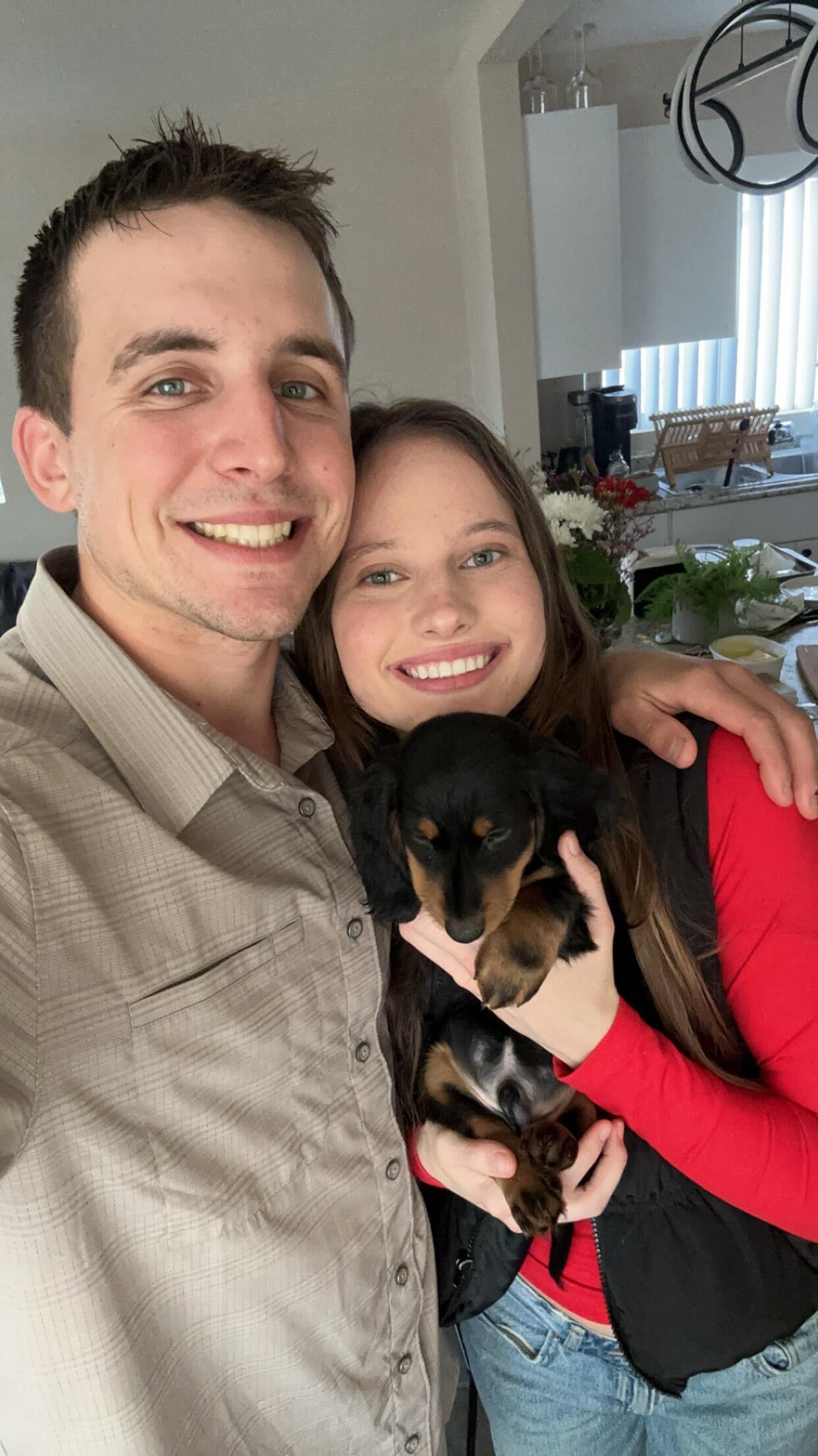 First Valentine's Day with our furry son Charles. (This was a day after we got him.)