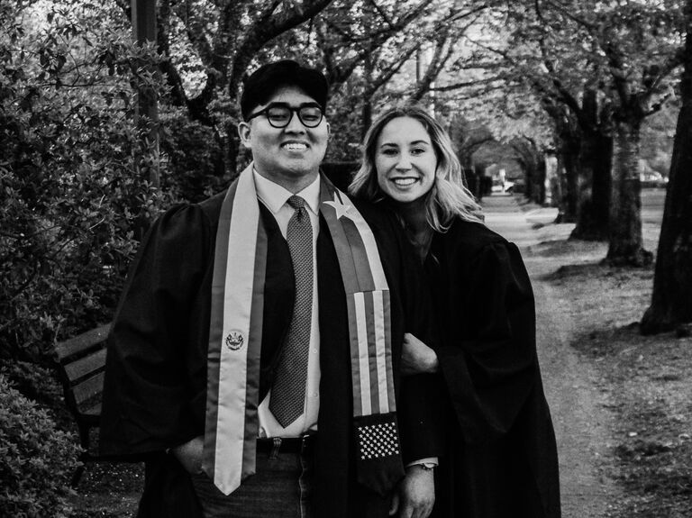 This is one of our graduation photos, taken by Ellie Hofer. Graduating together from our undergrad degrees at Corban was such an exciting and unforgettable moment!