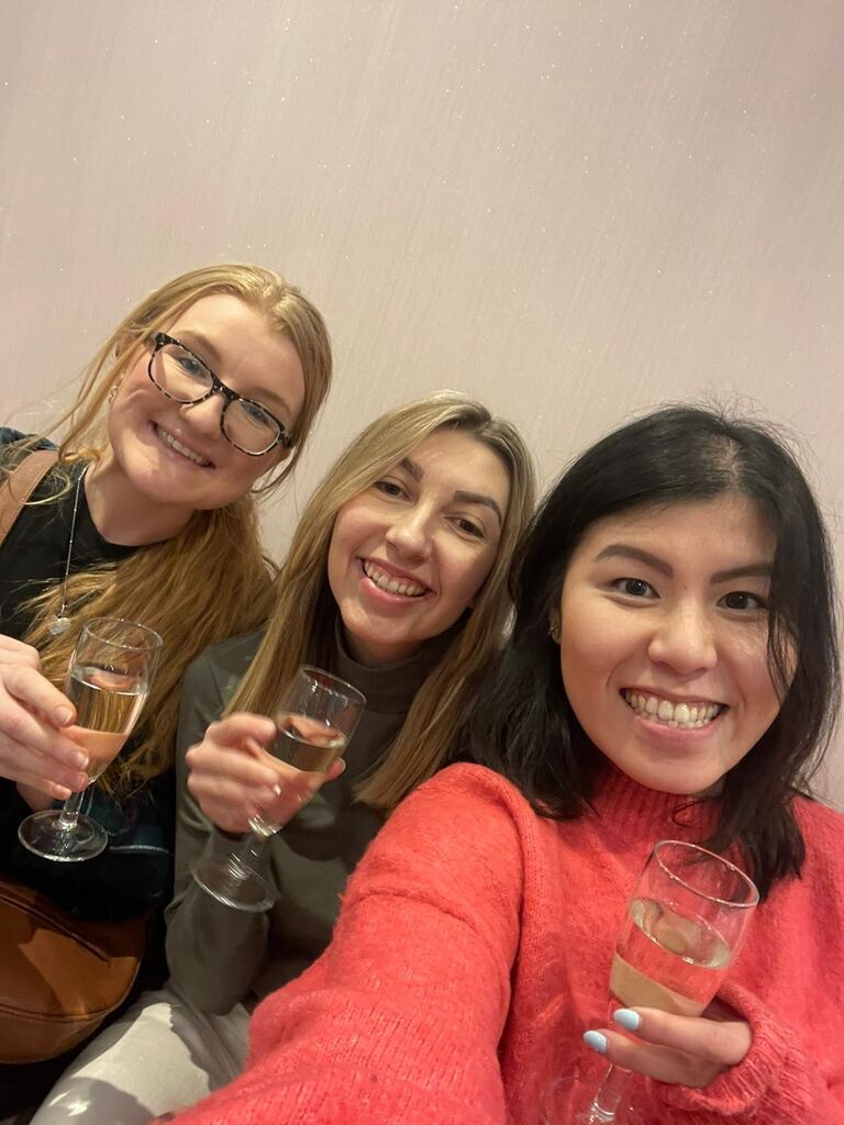 Once Hampton Manor was secured, wedding planning was in full swing! Here's Jess with London based bridesmaids Cynthia and Alex wedding dress shopping.  