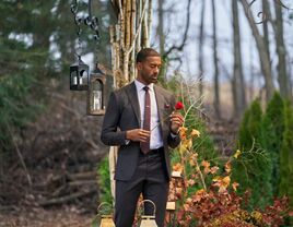 matt james bachelor finale holding a single rose