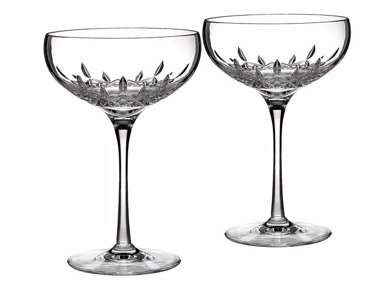 Vintage Champagne Coupe / Saucer PAIR Cut Crystal, Fancy Stem
