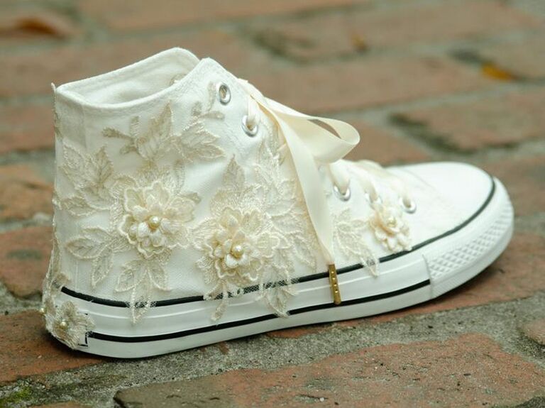 white bridal tennis shoes