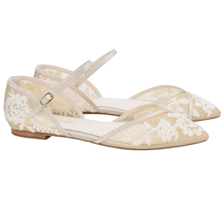 Bella Belle lace nude flats for bride