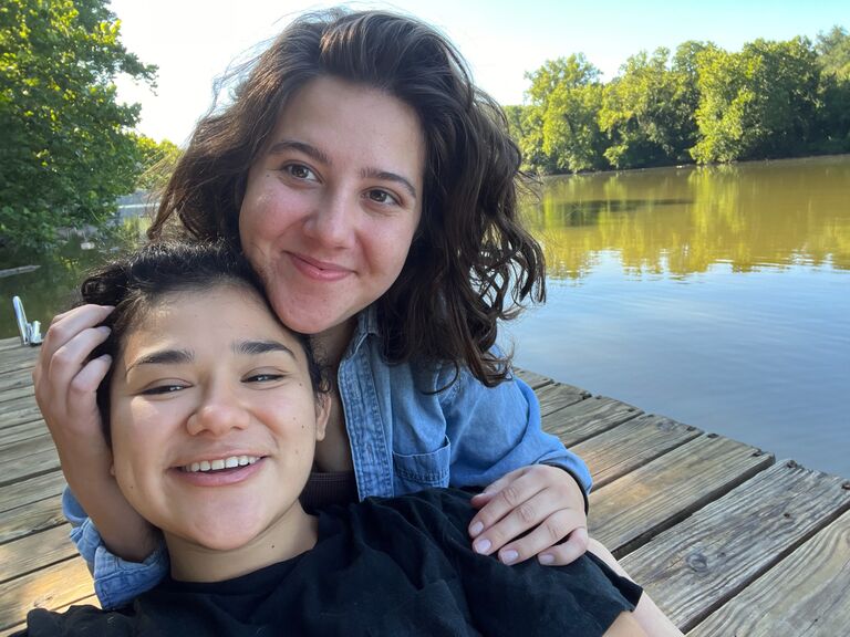Michelle and Rebecca enjoy a weekend cabin trip with friends as they begin to merge their lives.
