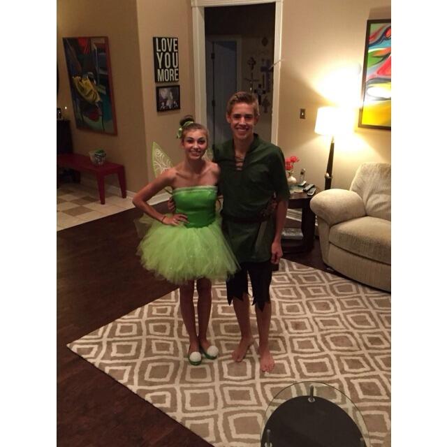 Brock and Maddie dressed as Peter Pan and Tinkerbell at Brock's Halloween party (still just friends here).