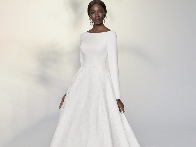 Women's all white elegant wedding tulle skirt gown with royal