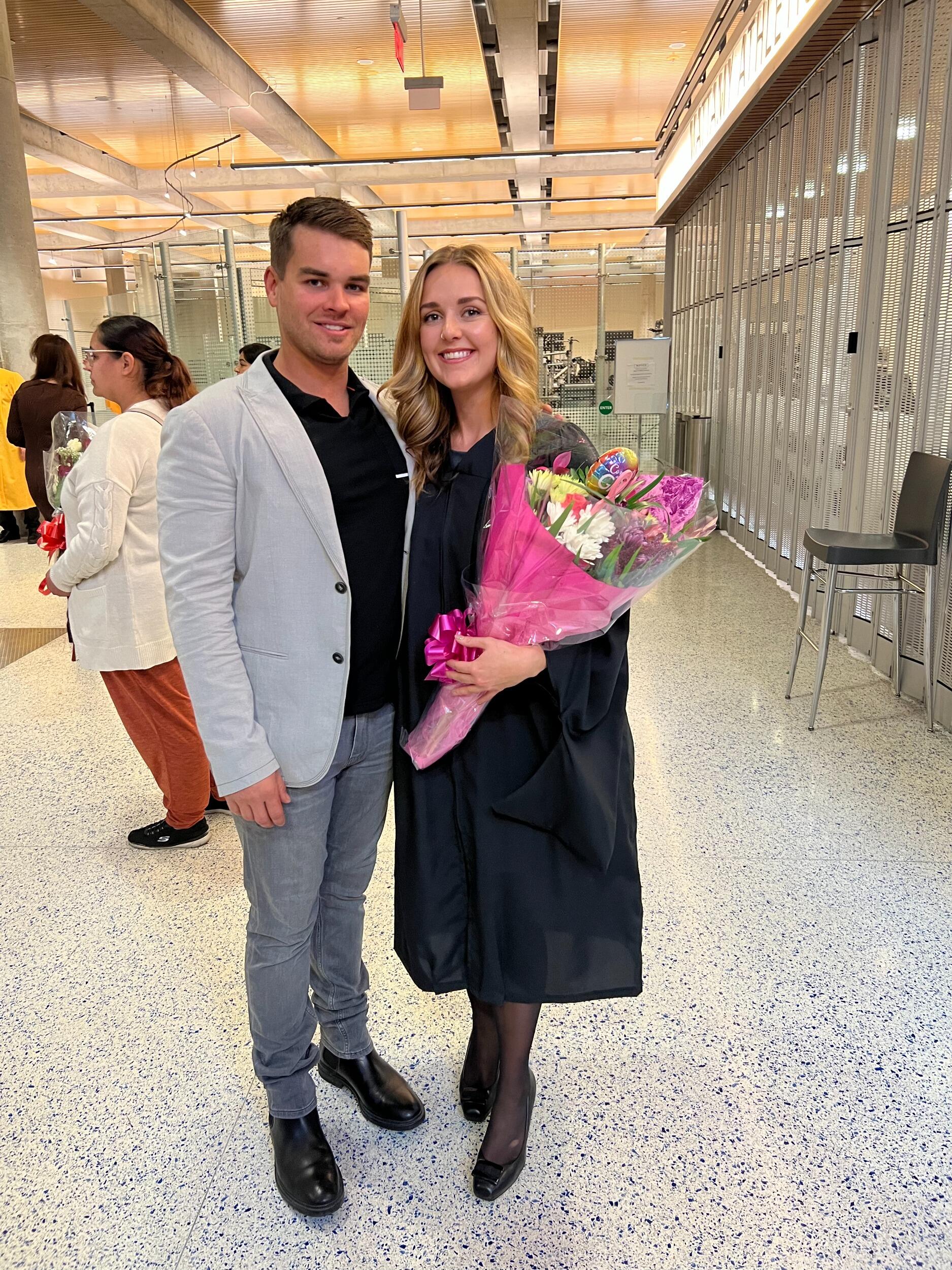 Shannon earned her Masters Degree in Dietetics, which helped her land a full-time job at Grand River Hospital. Plus their love survived 10 months of schooling done long distance.