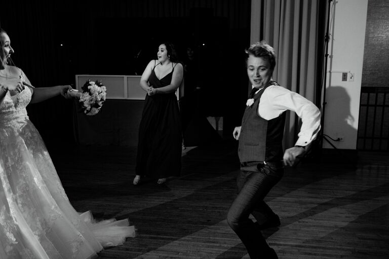 Where it all began. Paired to walk down the aisle together at Zach and Angela's wedding.