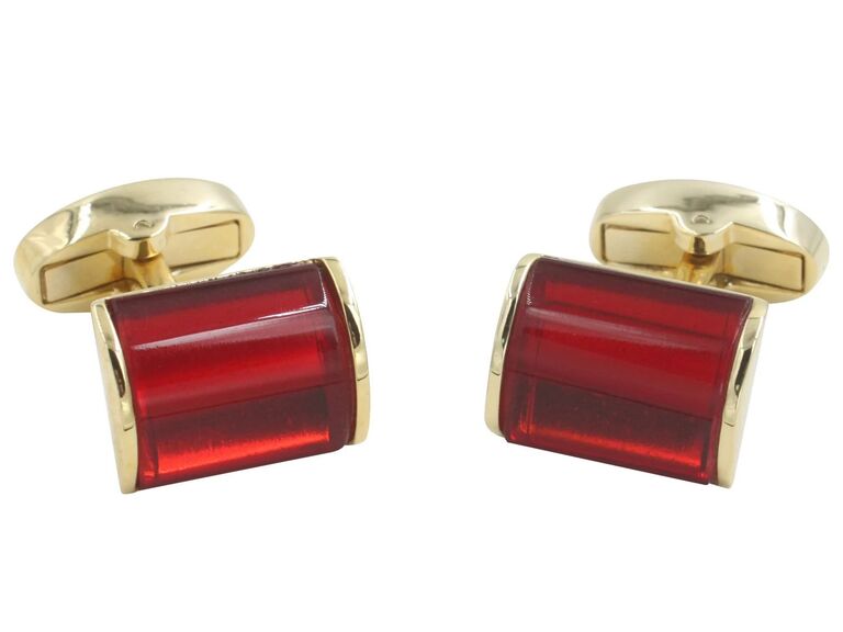 Rectangle-shaped ruby red cuff links 40th anniversary gift