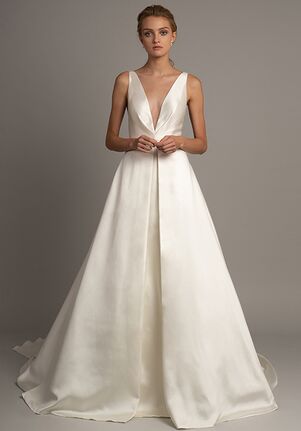 silk v neck wedding dress