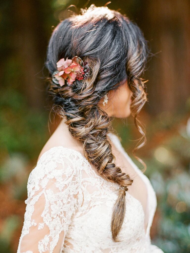 Wedding hairstyle fishtail braid