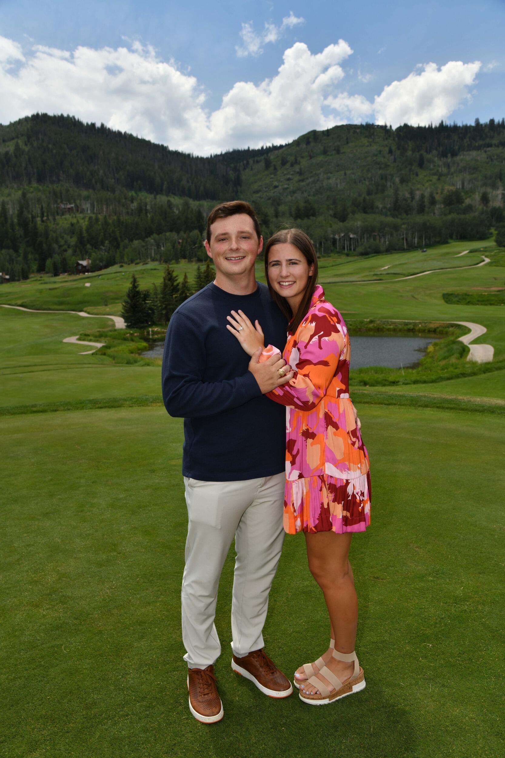 Blake proposed to Natalie in Edwards, Colorado on a picturesque golf course. She said yes of course!