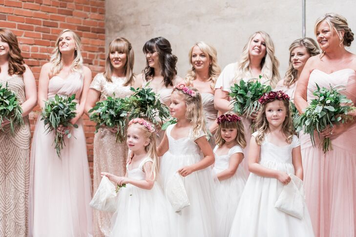 sequin blush bridesmaid dresses