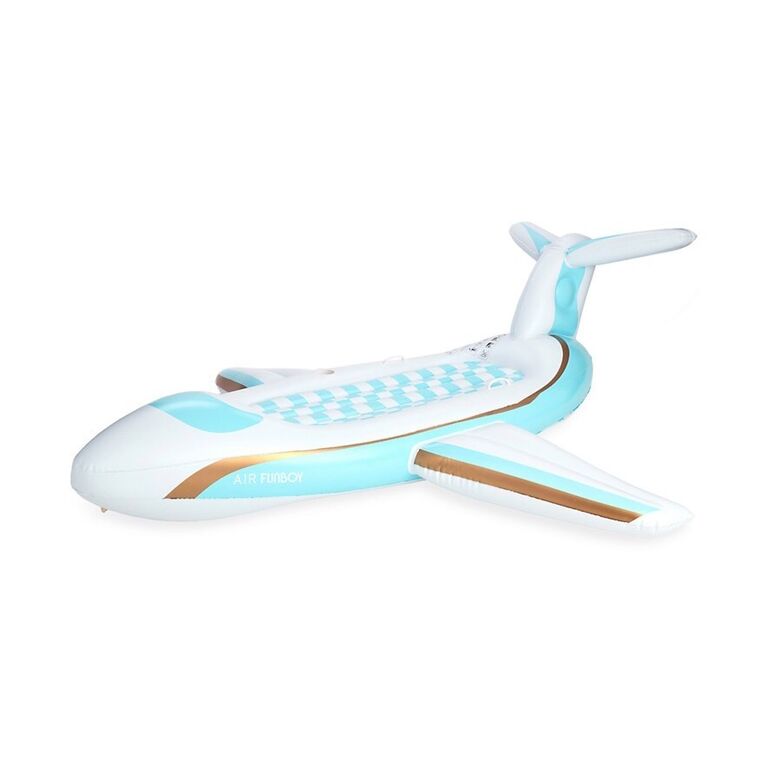 Private jet-shaped pool float from Saks Fifth Avenue. 
