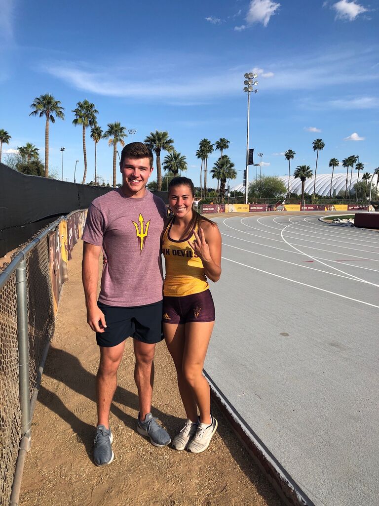 Ethan always supporting at every track meet!  