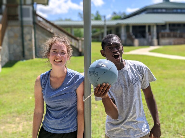 The entire group went to a camp owned by the college. He didn't know how to act around Natti at first, but got over the awkwardness.  The group had fun, and Natti and Josh had a blast playing tetherball. Guess who won?