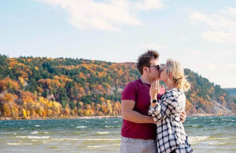 Finally Engaged!
At our favorite hiking spot: Devil's Lake State Park