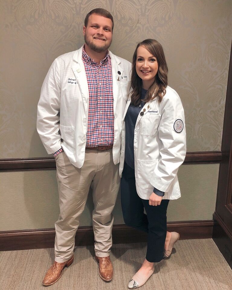 Our relationship has involved lots of studying. Sarah and Brad were always very thankful to have each other as a support system throughout pharmacy school. Brad even broke into a study room at school so they would have a quiet place to cram right before a pharmacodynamics exam - talk about a knight in shining armor!