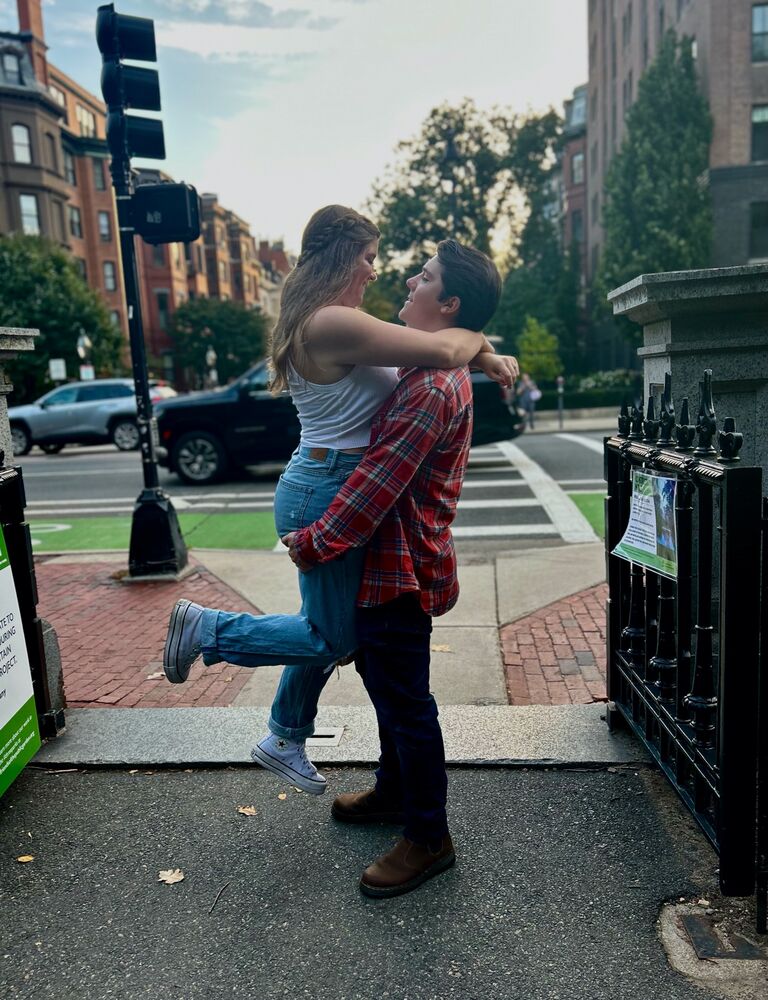 The day Justin proposed in the Boston Public Gardens 