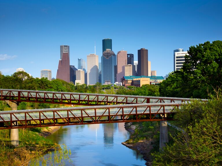 Urban Buffalo Bayou Park in Houston, TX.