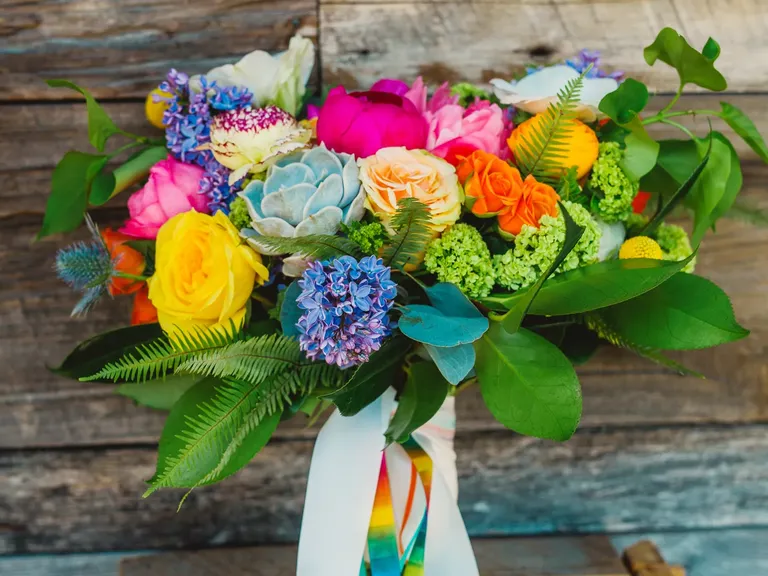 Rainbow-Inspired Wedding Bouquet