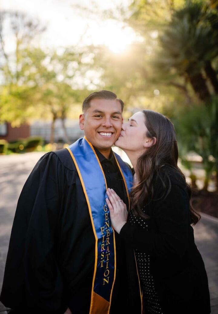 Bruno graduates with a degree in Communications from SJSU. 