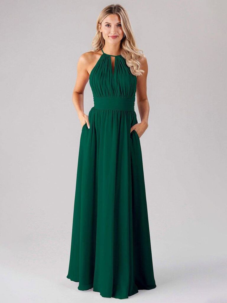 Kennedy Blue emerald green jewel-tone bridesmaid dresses