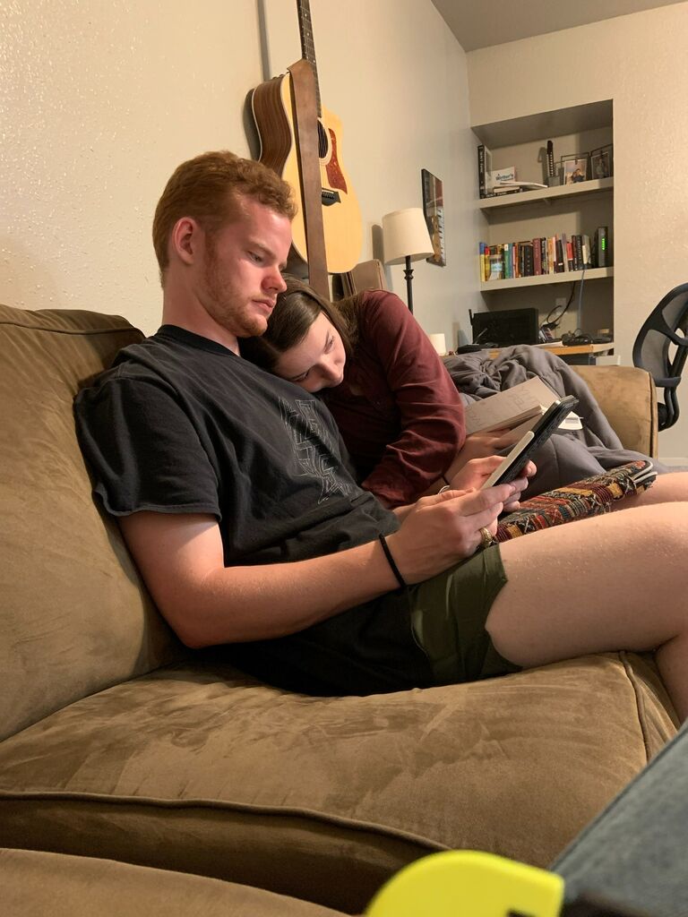 The moment our friends knew || 
It was late and we were at a friend's house. He snapped this photo and told me "You'll go the distance."
