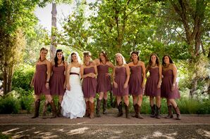 burgundy dress with cowboy boots