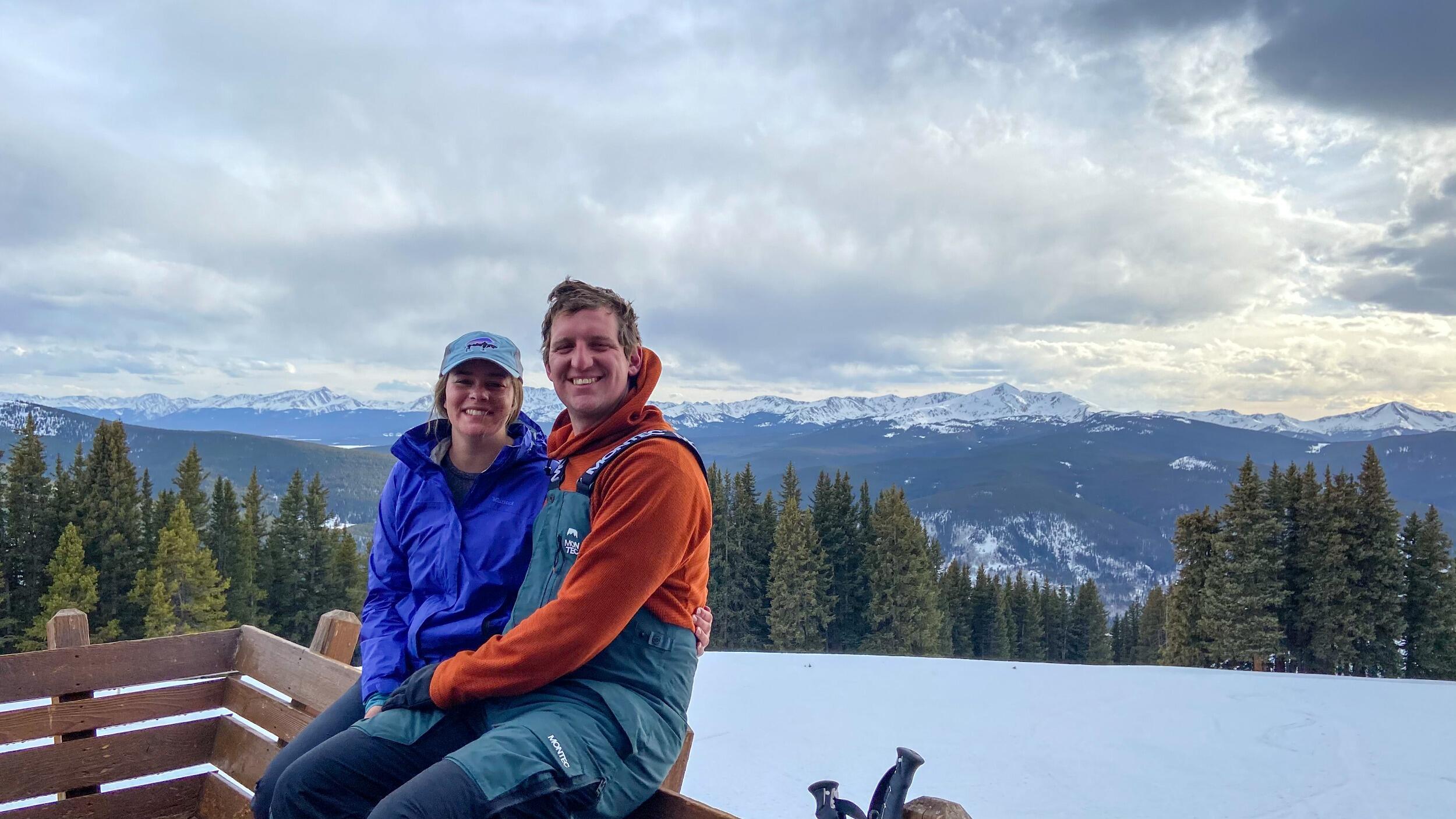 Kyle and Kiana near Camp Hale, Colorado at the Jackal backcountry hut.