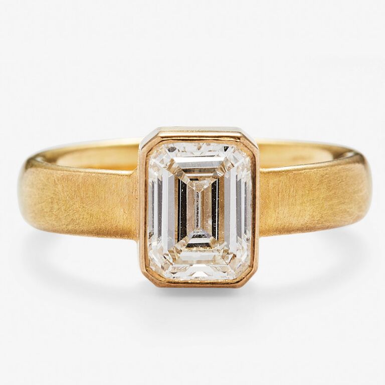 Unique emerald cut diamond engagement ring by Reinstein Ross