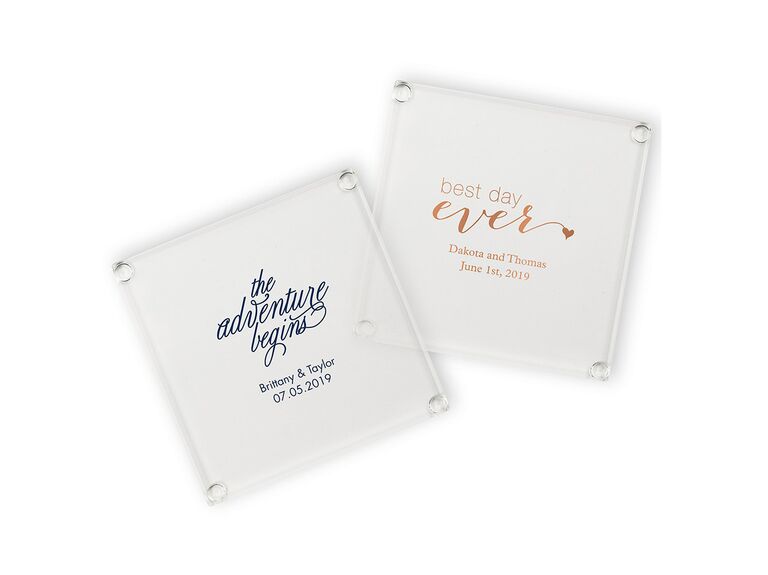 Glass coasters wedding favors