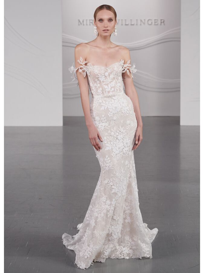Mira Zwillinger lace fitted strapless gown